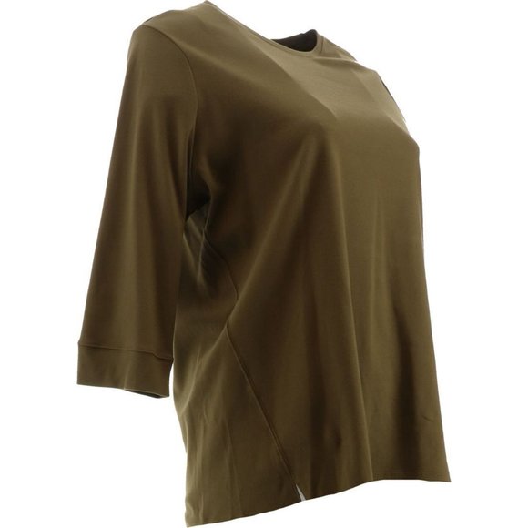 NWT DENIM & CO. ESSENTIALS 3/4 SLEEVE TUNIC SAFARI OLIVE GREEN XXS - Picture 8 of 11